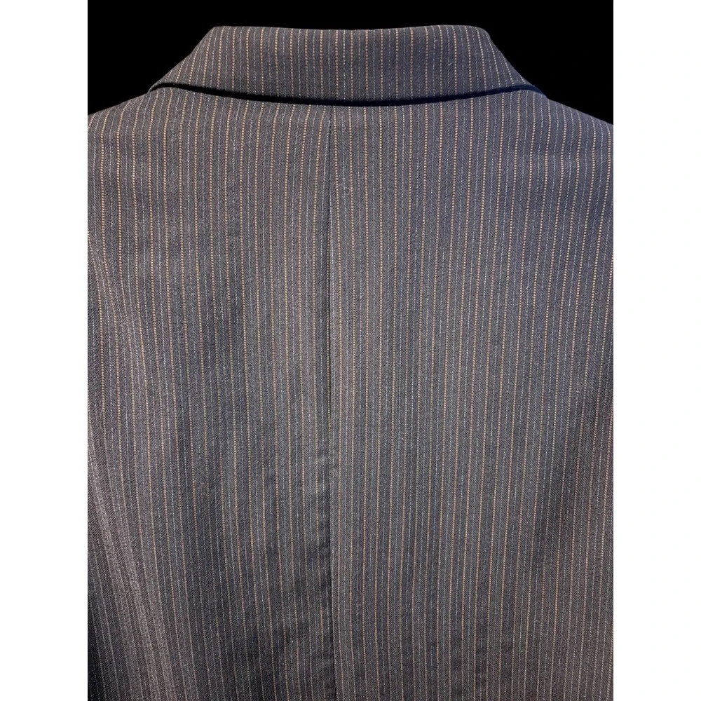 Giancarlo Lamberti Merino Wool Suit Jacket Blazer Men Black Pinstripe Italy Sz ?